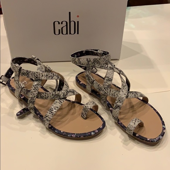 CAbi Snake Print on Leather Sandals. - Picture 1 of 5